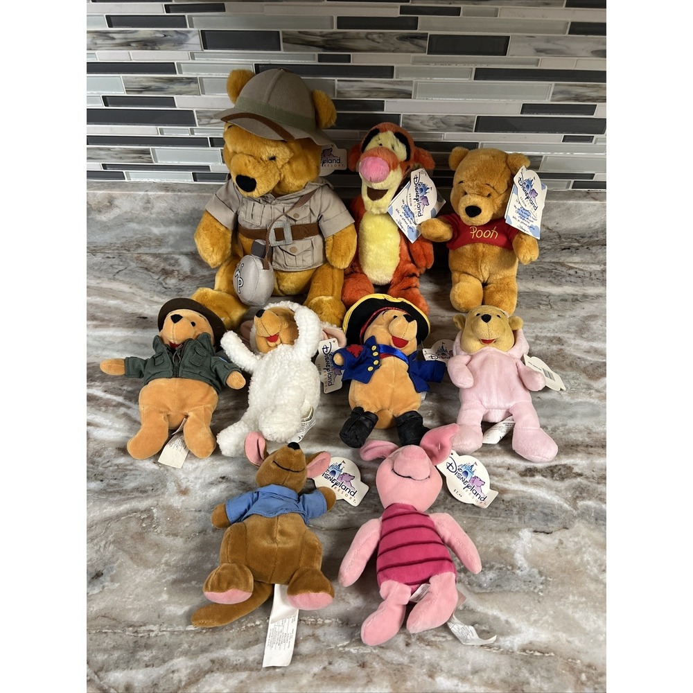 Disney Winnie The Pooh Disneyland Resorts Plush Lot Of 9